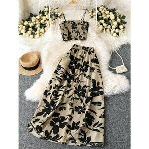 Smocked Printed Cami and Skirt Set